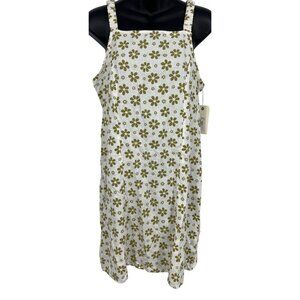 Billabong Women Shift Sun Dress Size Large L Ivory Floral Daisy Crazy Ivory New